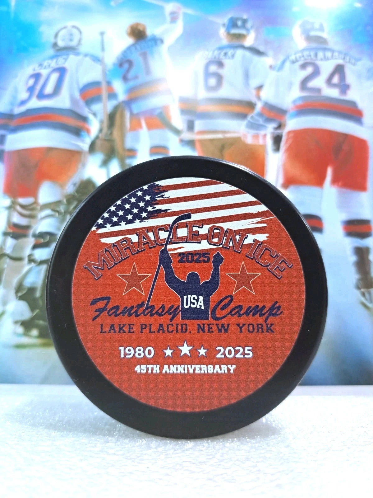 Miracle on Ice 45th Anniversary Fantasy Camp Event Puck — photo 1