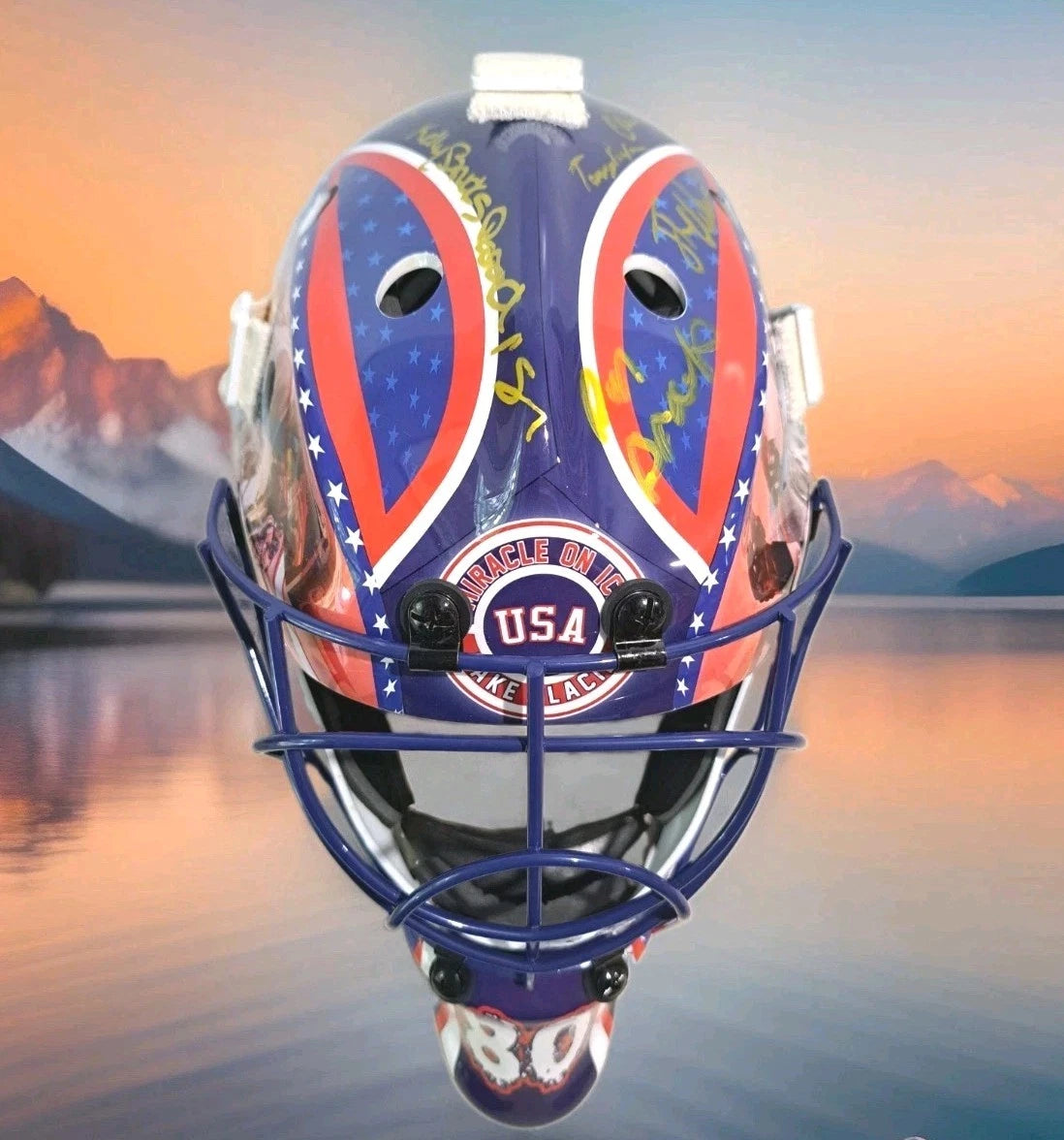 Herb Brooks Family & Jack O’Callahan Signed Full-Size Display Goalie Mask — photo 1