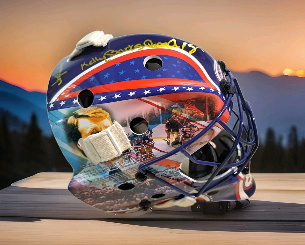 Herb Brooks Family & Jack O’Callahan Signed Full-Size Display Goalie Mask — photo 3