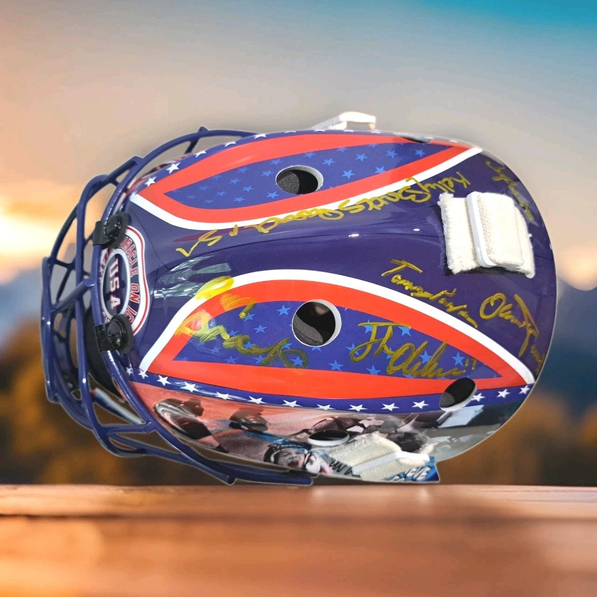 Herb Brooks Family & Jack O’Callahan Signed Full-Size Display Goalie Mask — photo 9