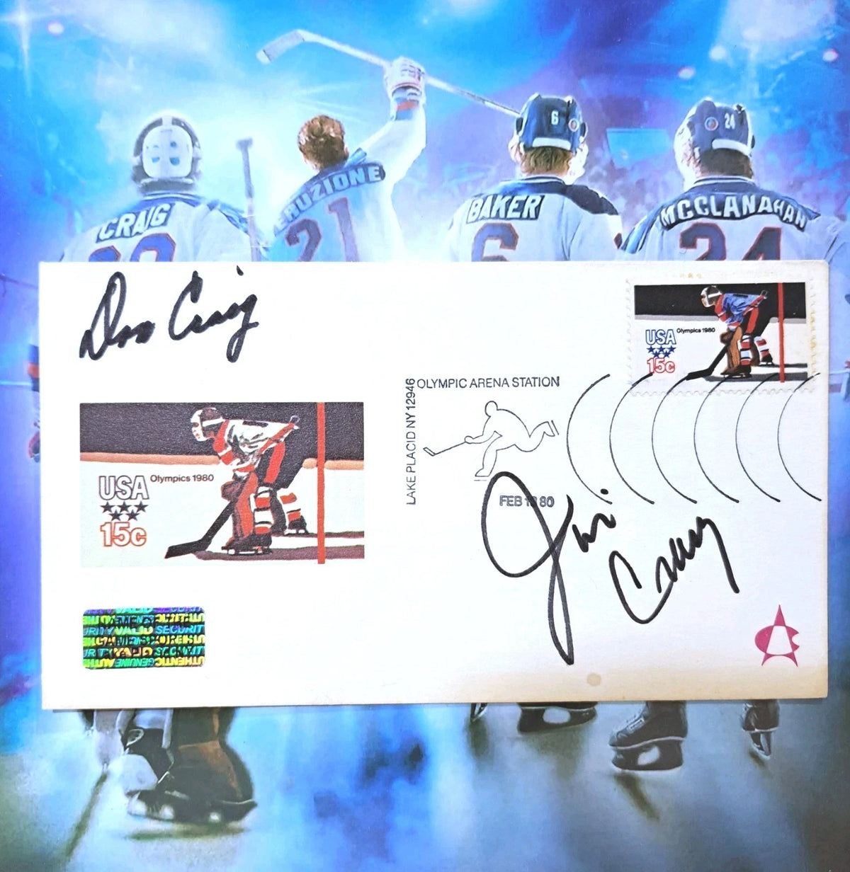 Jim Craig & Don Craig Signed Artist-Proof Olympic First Day Cover — photo 1