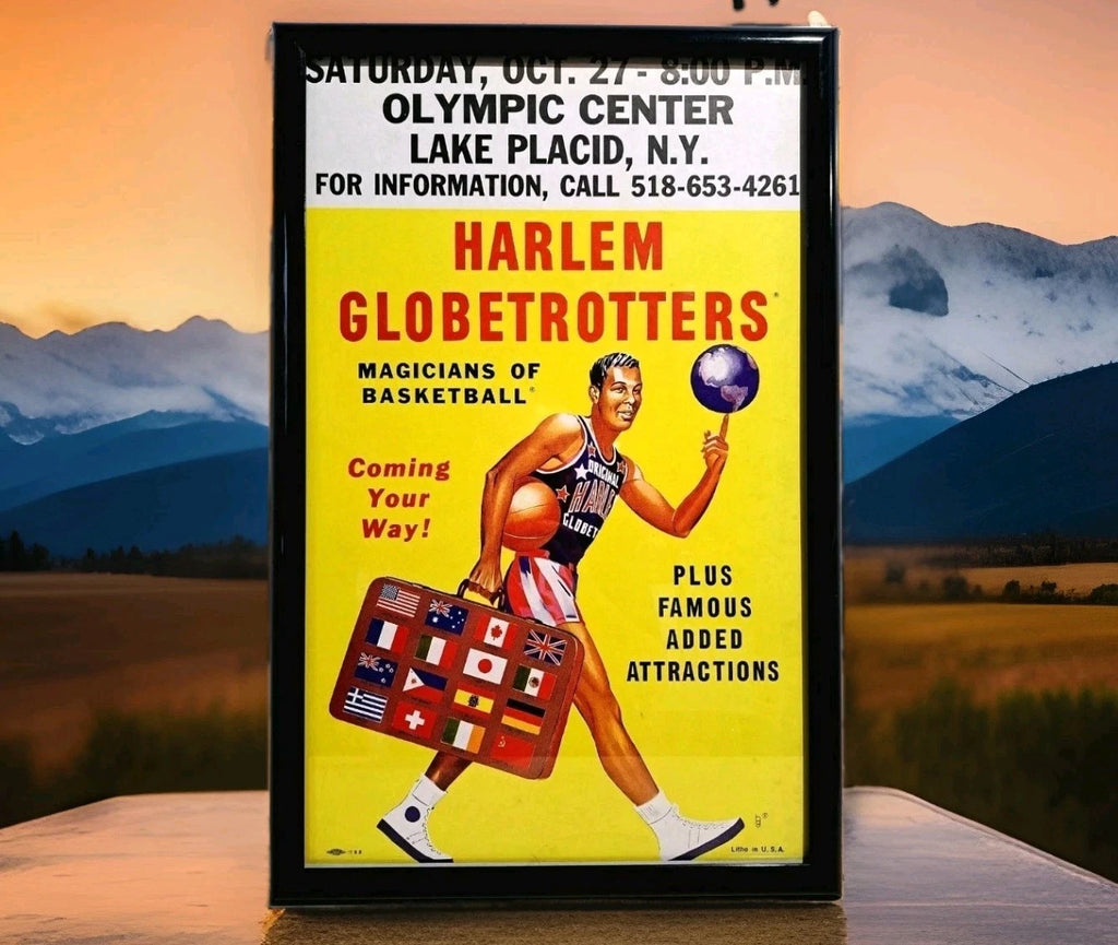 Herb Brooks Arena Lake Placid Vintage Globetrotters Event Cardboard Poster 1980s