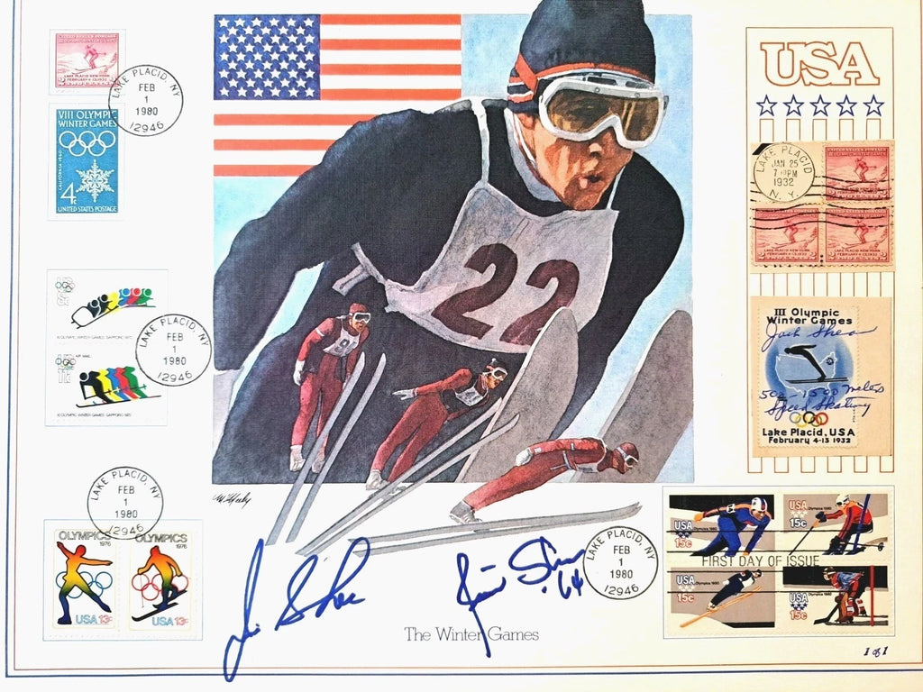 Shea Family Signed 1980 Winter Olympics Postal Lithograph — 1 of 1 — photo 5