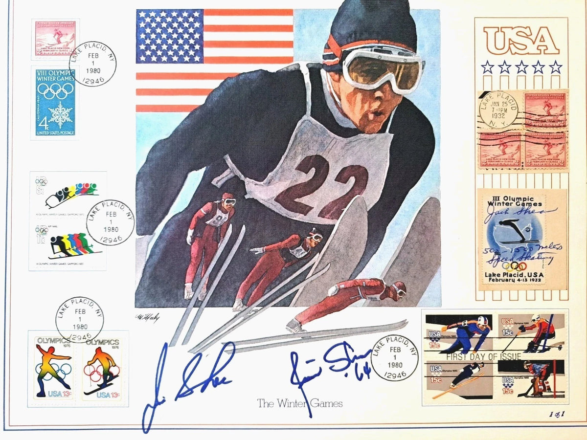 Shea Family Signed 1980 Winter Olympics Postal Lithograph — 1 of 1 — photo 5
