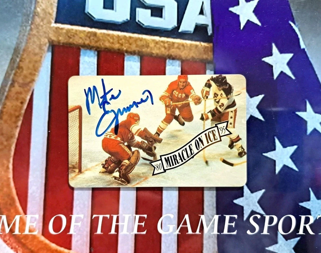 Mike Eruzione Signed 15th Anniversary Miracle on Ice Calling Card — photo 1