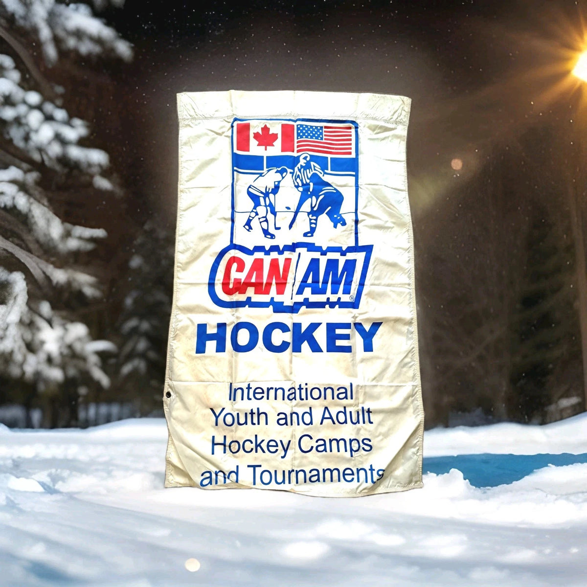 Vintage Can/Am Hockey Banner — Herb Brooks Arena, 55×34 inches — photo 2