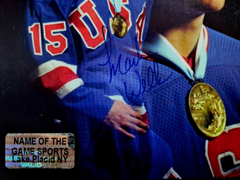 Miracle On Ice Mark Wells Signed 4x6 Vintage Photograph 1980 USA Hockey — photo 2