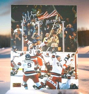 Miracle On Ice Mike Eruzione Signed Inscribed Legendary Victory Photograph