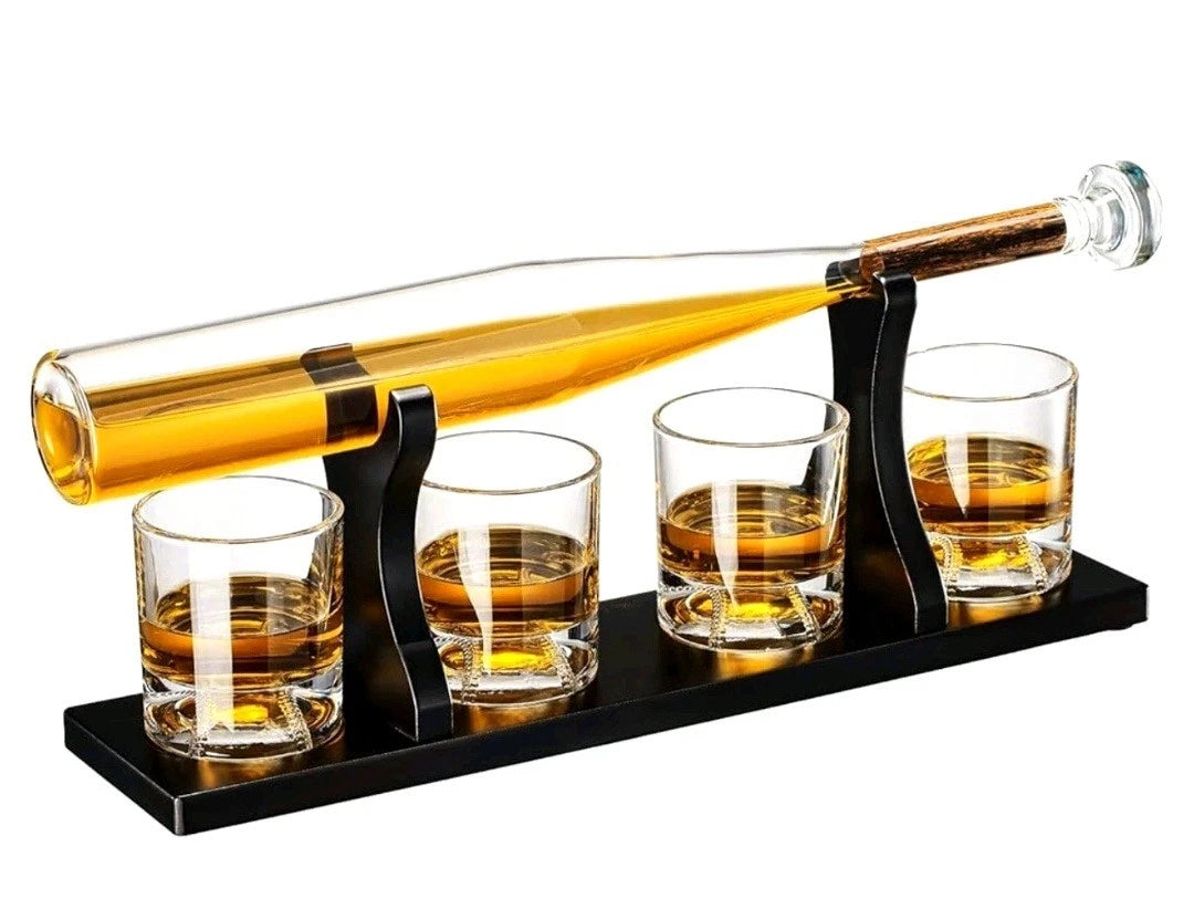 Brookstone Baseball Bat Decanter Set with Stand — 7 Pieces — photo 2