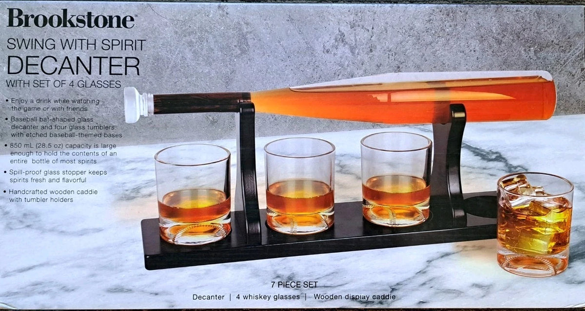Brookstone Baseball Bat Decanter Set with Stand — 7 Pieces — photo 3