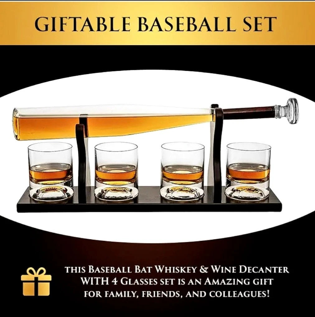 Brookstone Baseball Bat Decanter Set with Stand — 7 Pieces — photo 4
