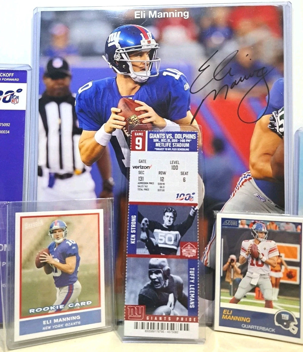 Eli Manning Signed Photo Game Used-Ticket- Parking Pass-Pack Giveaway FINAL GAME — photo 3