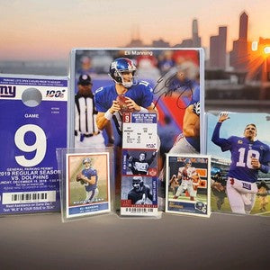 Eli Manning Signed Photo Game Used-Ticket- Parking Pass-Pack Giveaway FINAL GAME