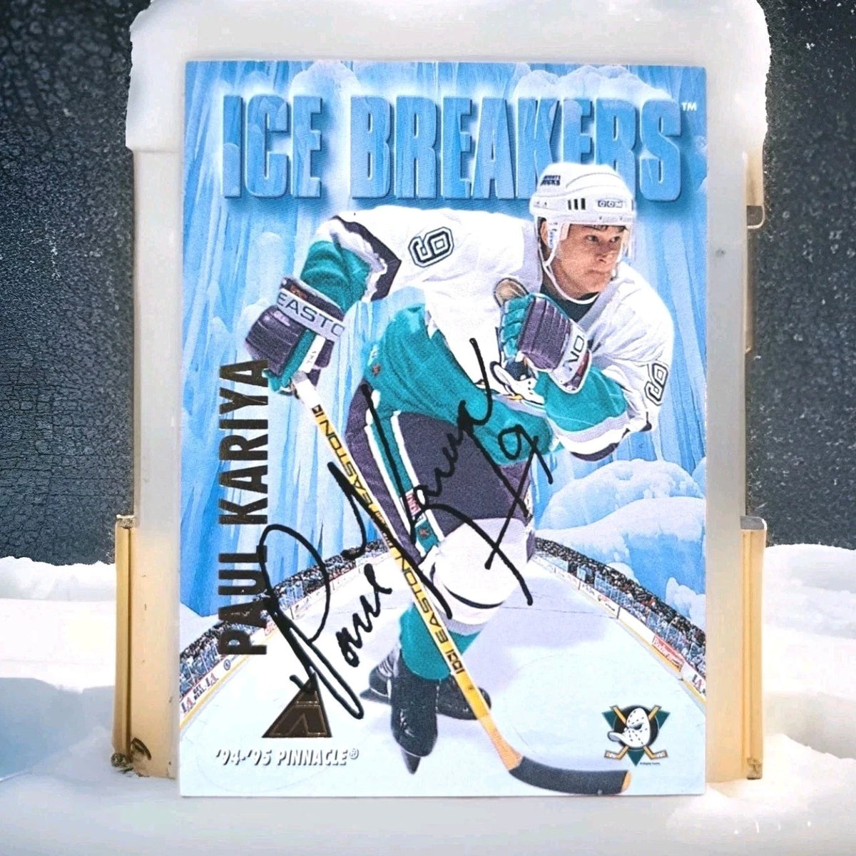 Paul Kariya Signed 1994–95 Pinnacle Ice Breakers Card #480 — photo 1