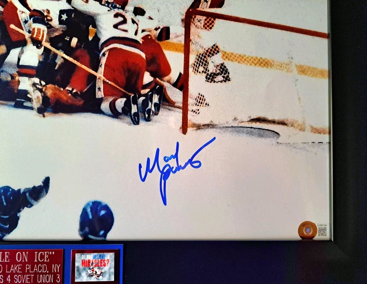Mark Pavelich 1980 USA Hockey Signed Framed Miracle on ice Celebration 16x20 — photo 2