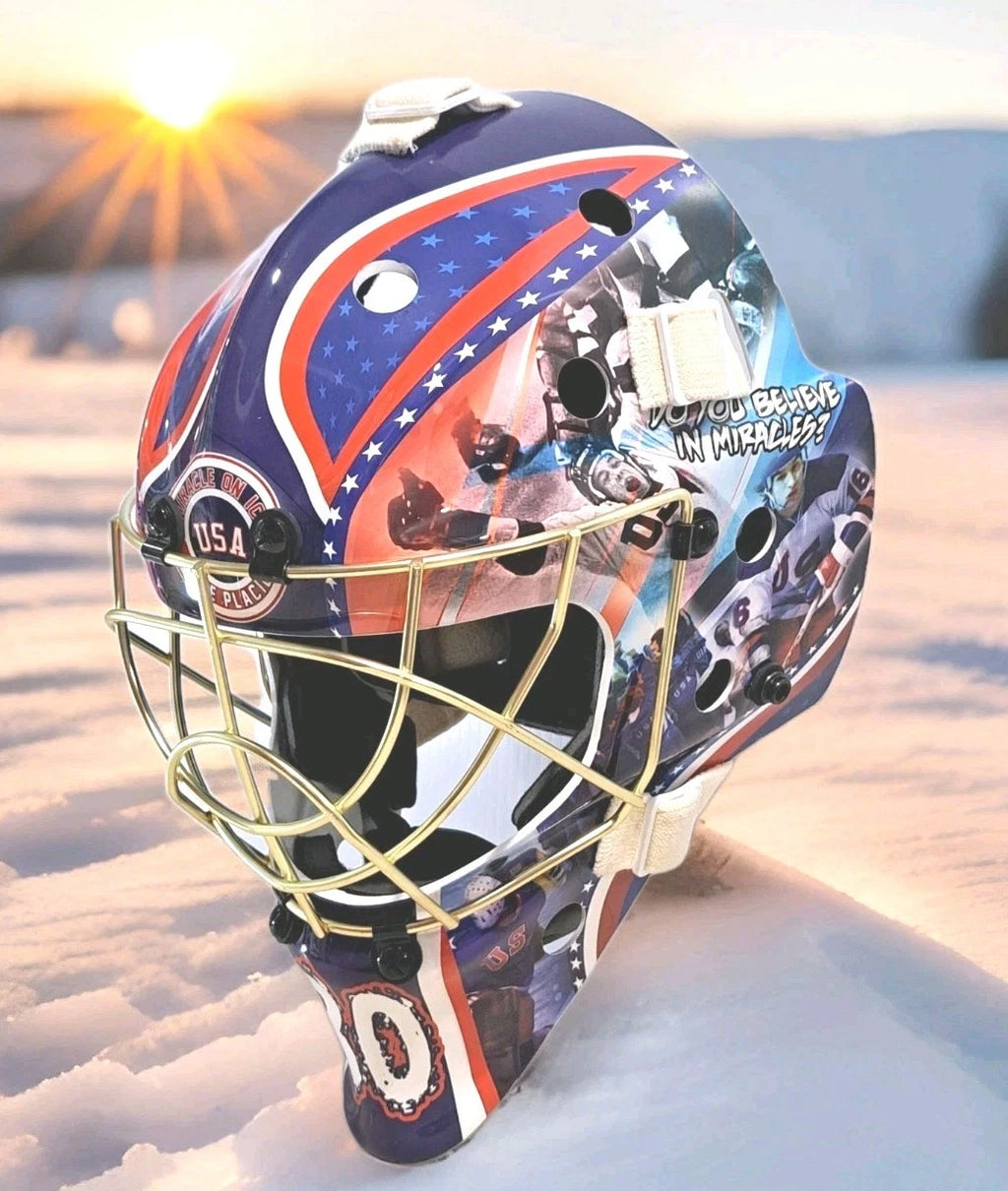 Commemorative 1980 USA hockey goalie mask — view 3